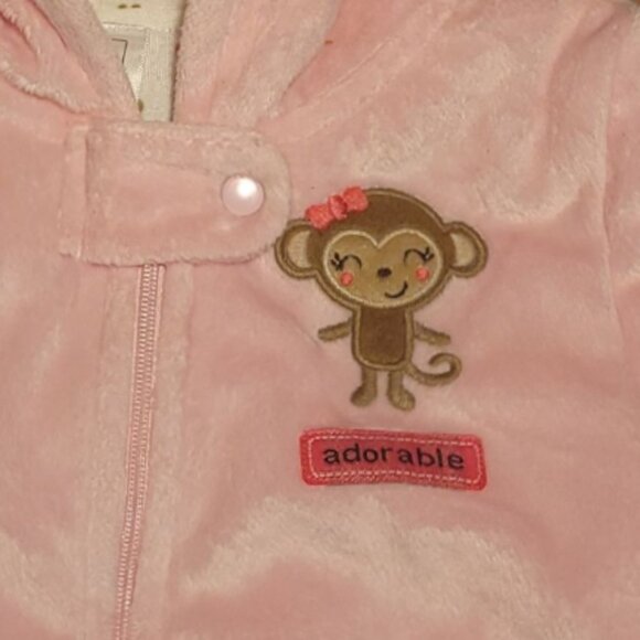 Carter's Just One You Infant Baby Girls Bunting Hooded Fleece Monkey Snowsuit - Picture 2 of 8